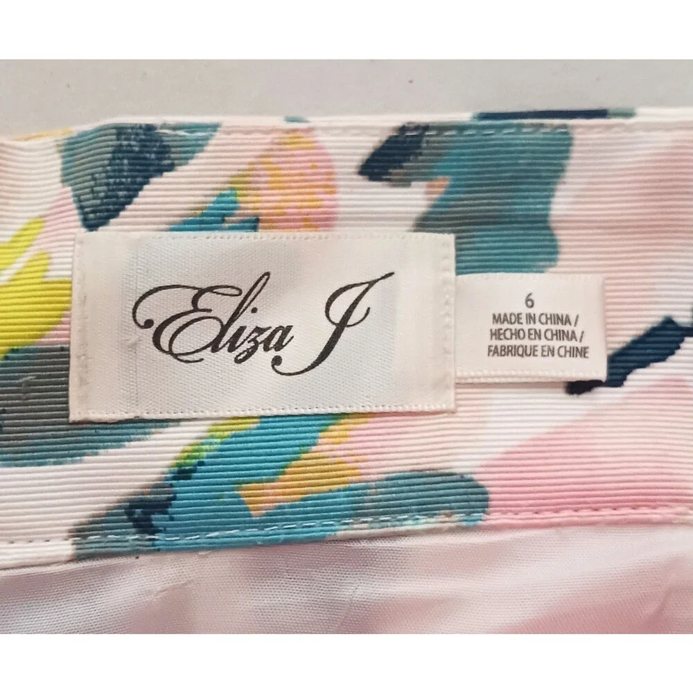 Eliza J Floral Print Pleated Maxi Skirt Ballroom Lined Pockets Sz 6